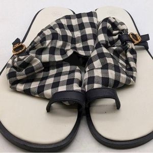 Tory Burch Selby Gingham Scarf Sandals